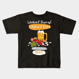 Crawfish and Beer - weedend, summer, crawfish boil, cray, crayfish, food Kids T-Shirt